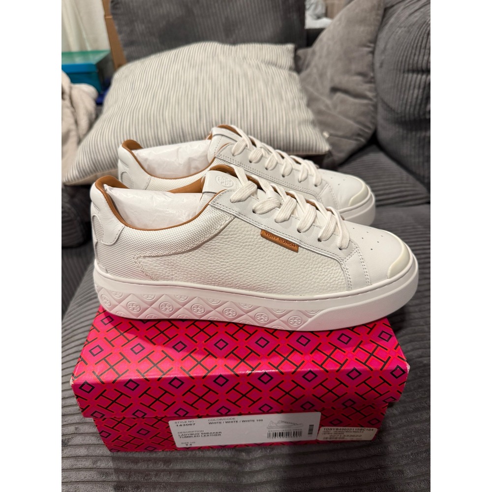 Tory Burch Women's Ladybug Sneakers, White/White/White, 9.5 Medium US
